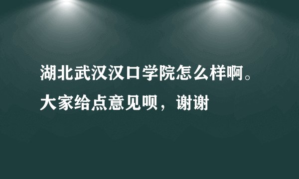 湖北武汉汉口学院怎么样啊。大家给点意见呗，谢谢