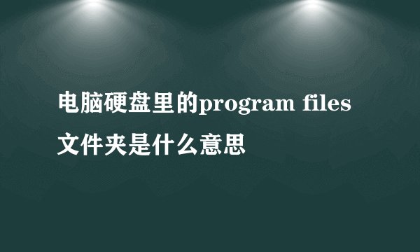 电脑硬盘里的program files文件夹是什么意思