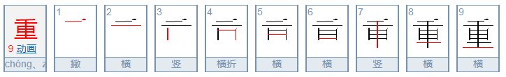 重笔顺笔画顺序
