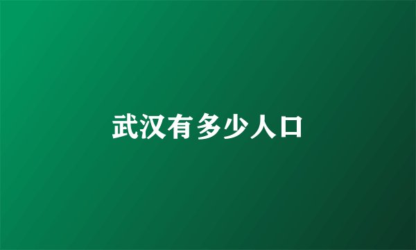 武汉有多少人口