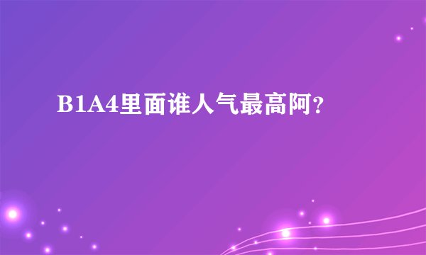 B1A4里面谁人气最高阿？