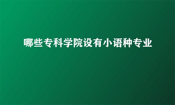 哪些专科学院设有小语种专业