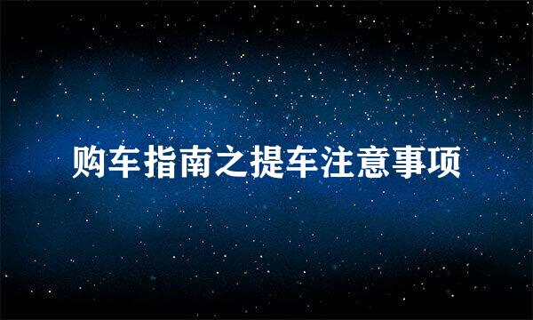 购车指南之提车注意事项
