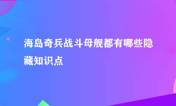 海岛奇兵战斗母舰都有哪些隐藏知识点