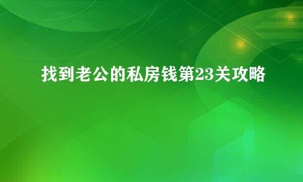 找到老公的私房钱第23关攻略