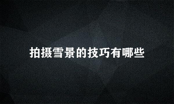 拍摄雪景的技巧有哪些