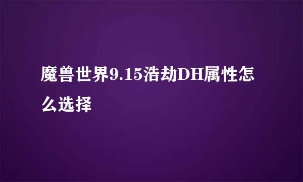 魔兽世界9.15浩劫DH属性怎么选择