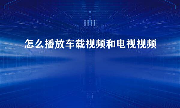 怎么播放车载视频和电视视频