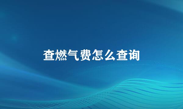 查燃气费怎么查询
