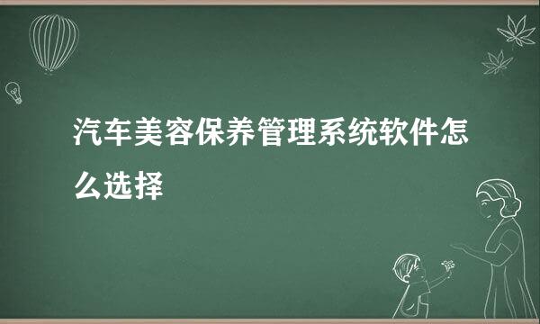 汽车美容保养管理系统软件怎么选择