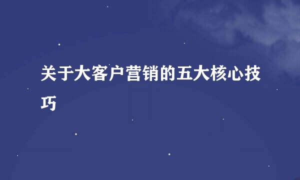 关于大客户营销的五大核心技巧