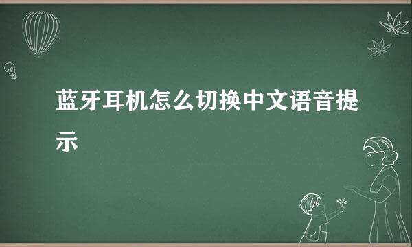 蓝牙耳机怎么切换中文语音提示
