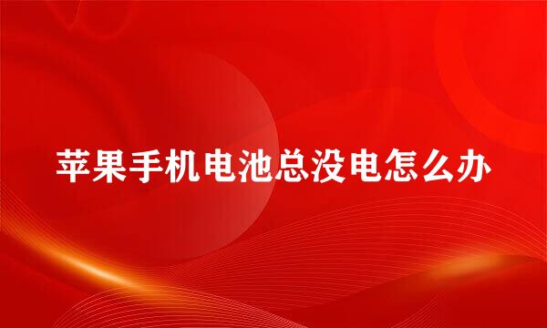 苹果手机电池总没电怎么办