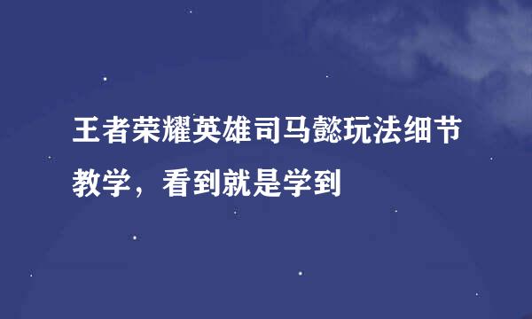 王者荣耀英雄司马懿玩法细节教学,看到就是学到