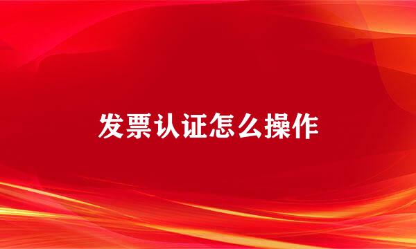 发票认证怎么操作