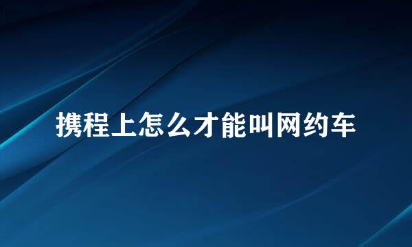 携程上怎么才能叫网约车