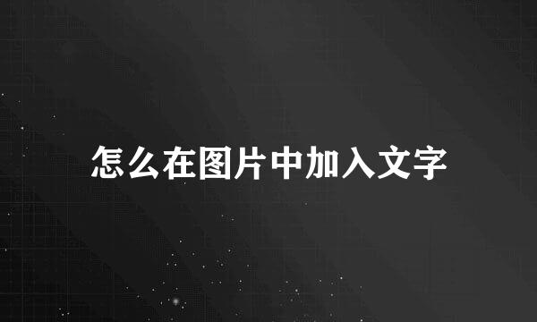 怎么在图片中加入文字