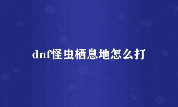 dnf怪虫栖息地怎么打