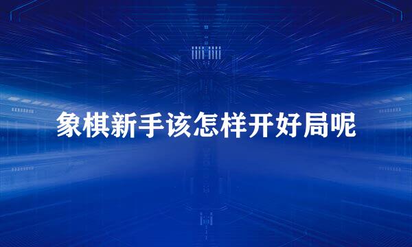 象棋新手该怎样开好局呢