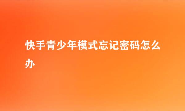 快手青少年模式忘记密码怎么办