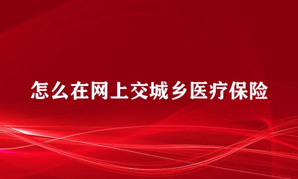 怎么在网上交城乡医疗保险