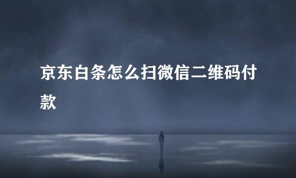 京东白条怎么扫微信二维码付款
