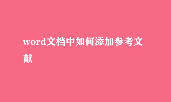 word文档中如何添加参考文献