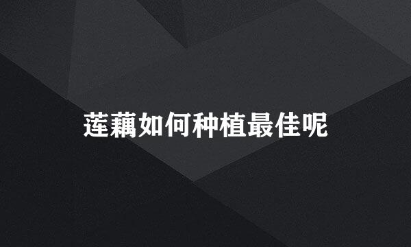 莲藕如何种植最佳呢