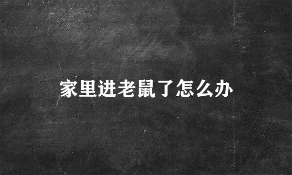家里进老鼠了怎么办