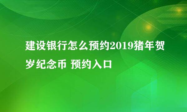 建设银行怎么预约2019猪年贺岁纪念币 预约入口