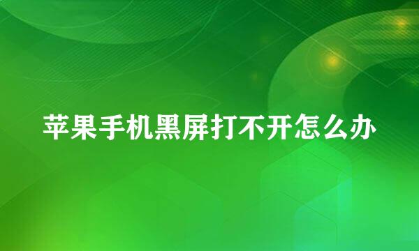 苹果手机黑屏打不开怎么办