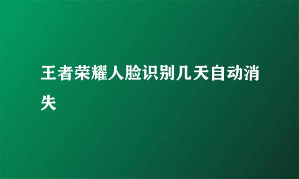 王者荣耀人脸识别几天自动消失
