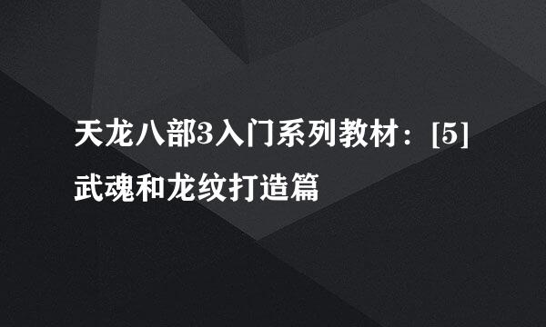 天龙八部3入门系列教材：[5]武魂和龙纹打造篇