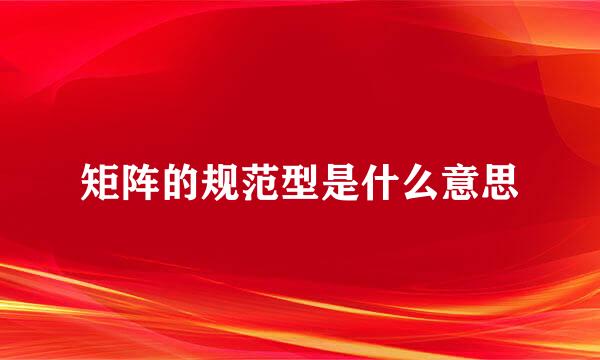 矩阵的规范型是什么意思