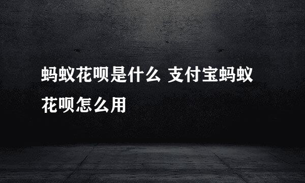 蚂蚁花呗是什么 支付宝蚂蚁花呗怎么用