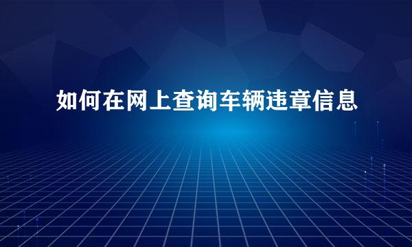 如何在网上查询车辆违章信息