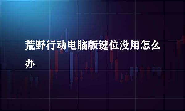 荒野行动电脑版键位没用怎么办