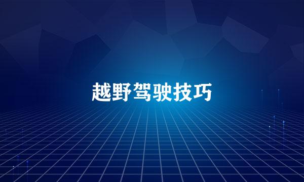 越野驾驶技巧