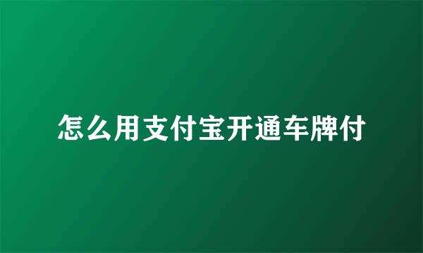 怎么用支付宝开通车牌付