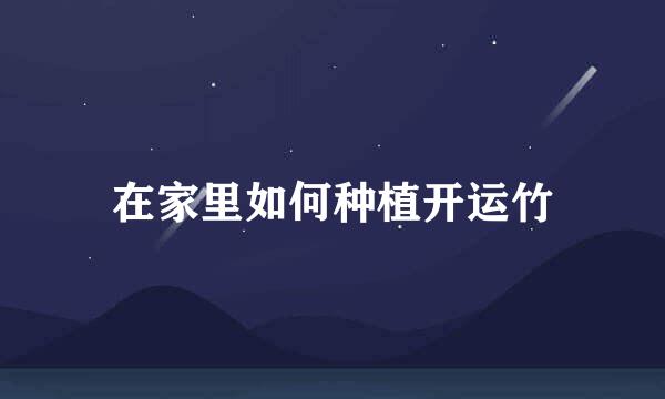 在家里如何种植开运竹