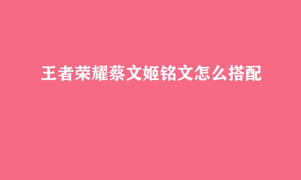 王者荣耀蔡文姬铭文怎么搭配