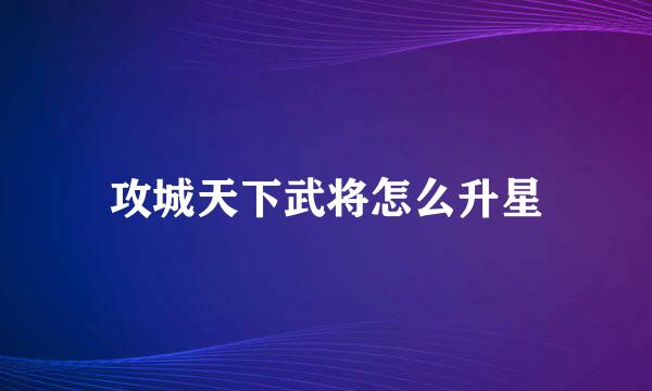 攻城天下武将怎么升星