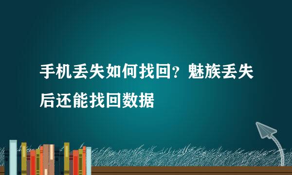 手机丢失如何找回？魅族丢失后还能找回数据