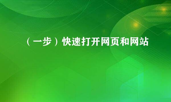 （一步）快速打开网页和网站