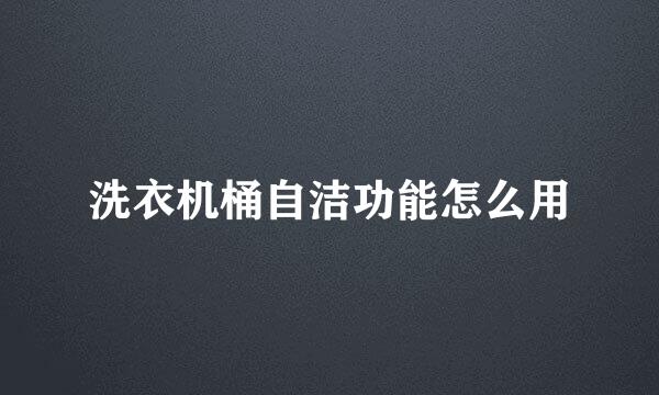 洗衣机桶自洁功能怎么用