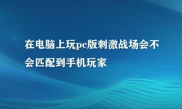 在电脑上玩pc版刺激战场会不会匹配到手机玩家