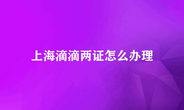 上海滴滴两证怎么办理
