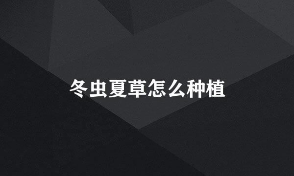 冬虫夏草怎么种植