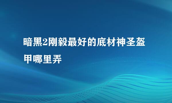 暗黑2刚毅最好的底材神圣盔甲哪里弄