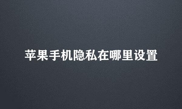 苹果手机隐私在哪里设置